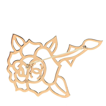 Chanel Crystal Rose CC Brooch Black Gold 3 of 5