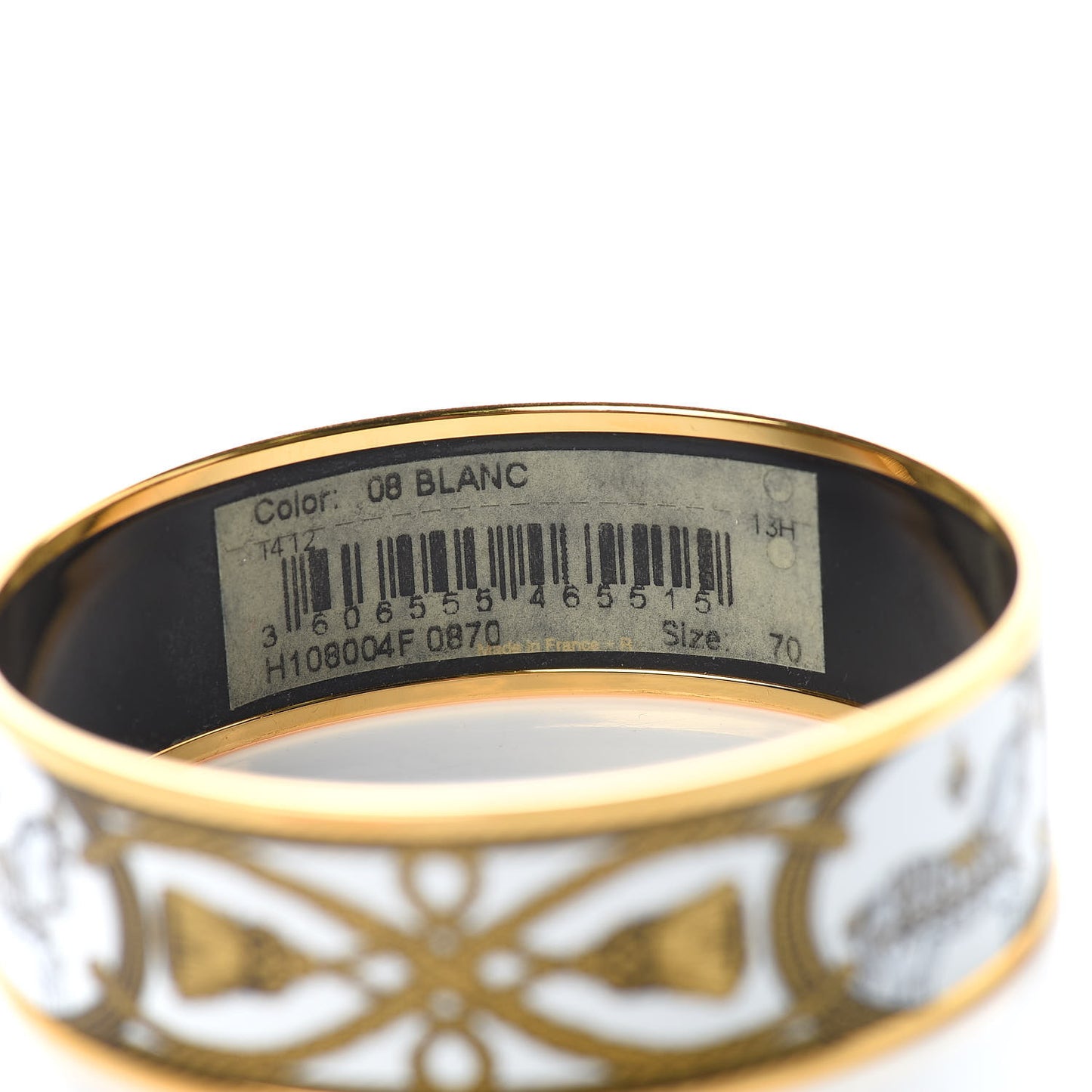 Enamel Printed Wide Grand Apparat Bracelet 70 White
