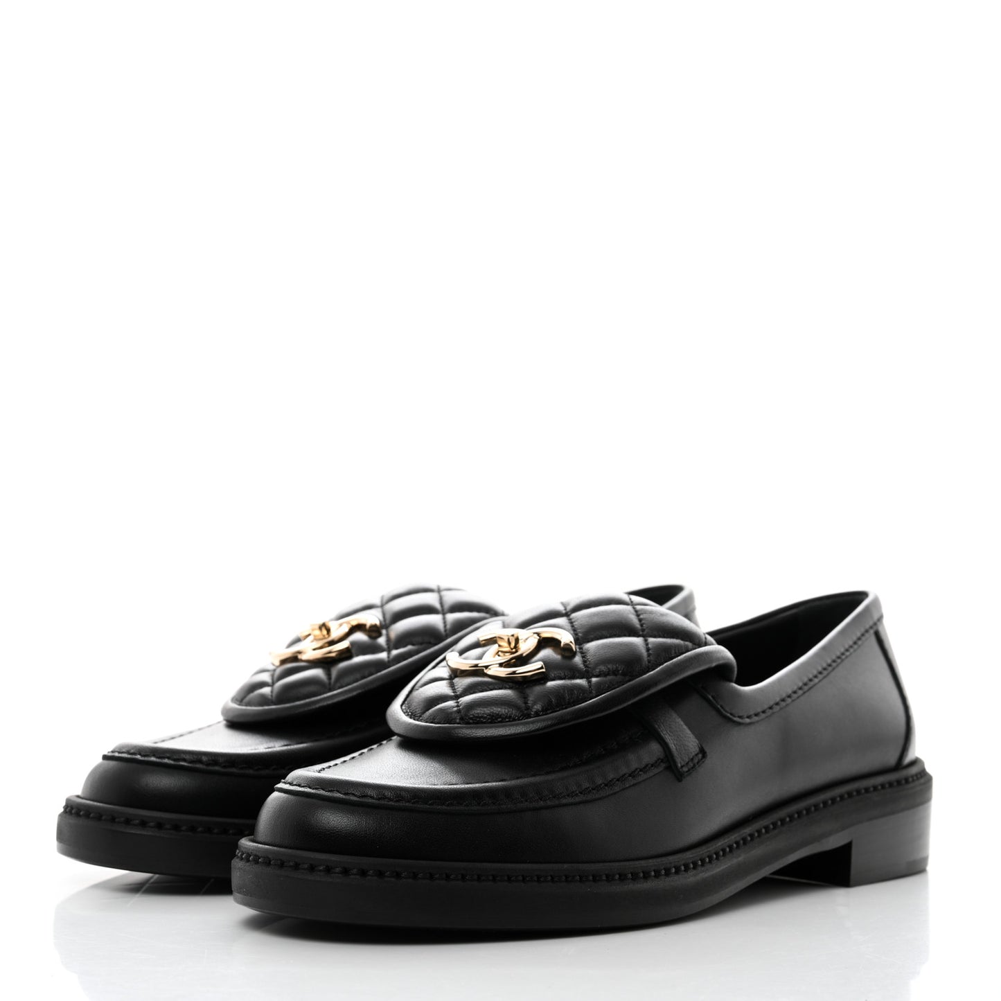 Lambskin Quilted CC Turnlock Loafers 37 Black
