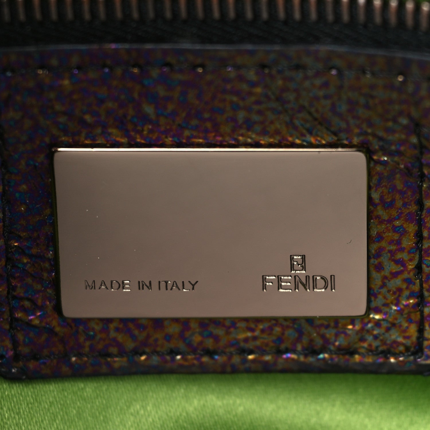 Fendi Metallic Calfskin Peacock Beaded Baguette Multicolor 6 of 11