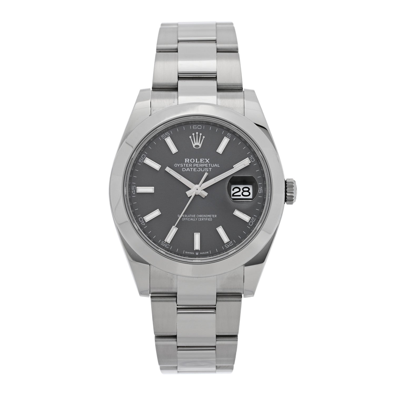 Rolex Stainless Steel 41mm Oyster Perpetual Datejust Watch Slate 126300 1 of 5