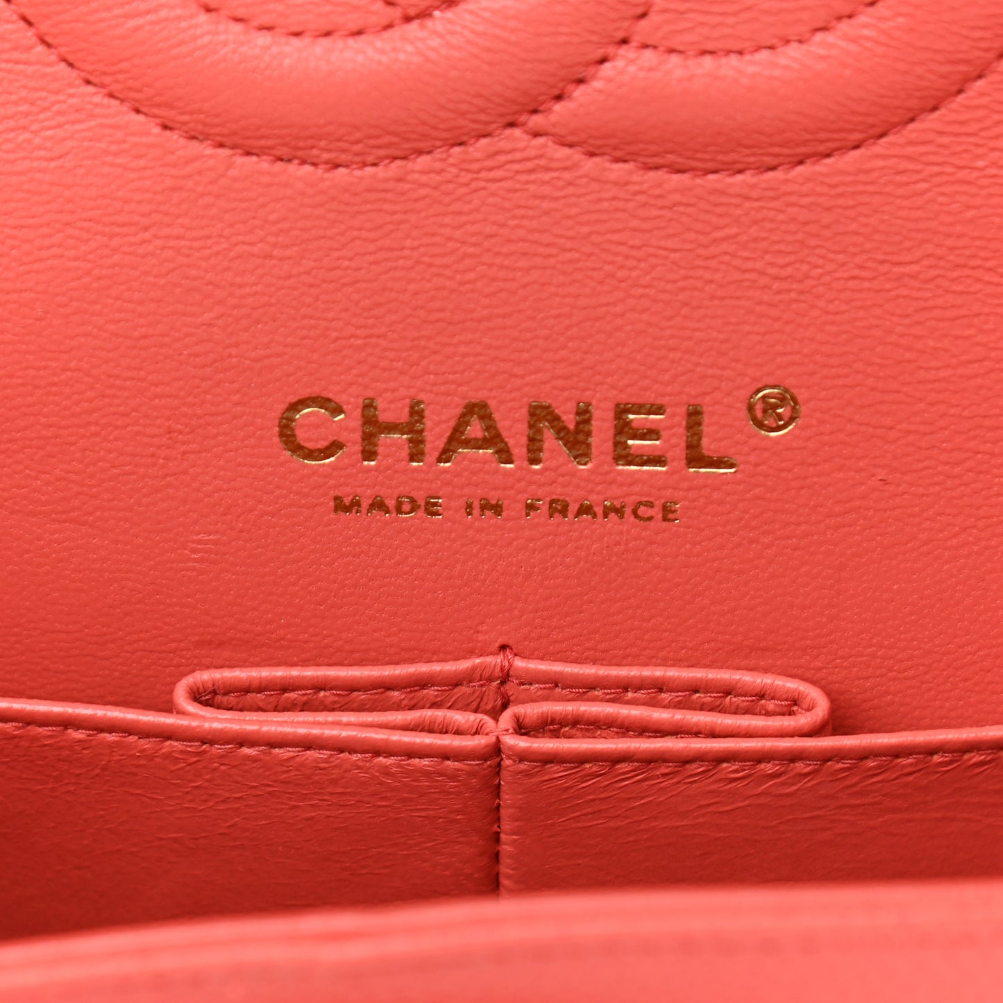 Caviar Quilted Medium Double Flap Light Red