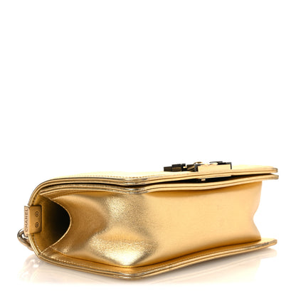 Chanel Metallic Lambskin Embossed Small Cube Boy Flap Gold 4 of 15