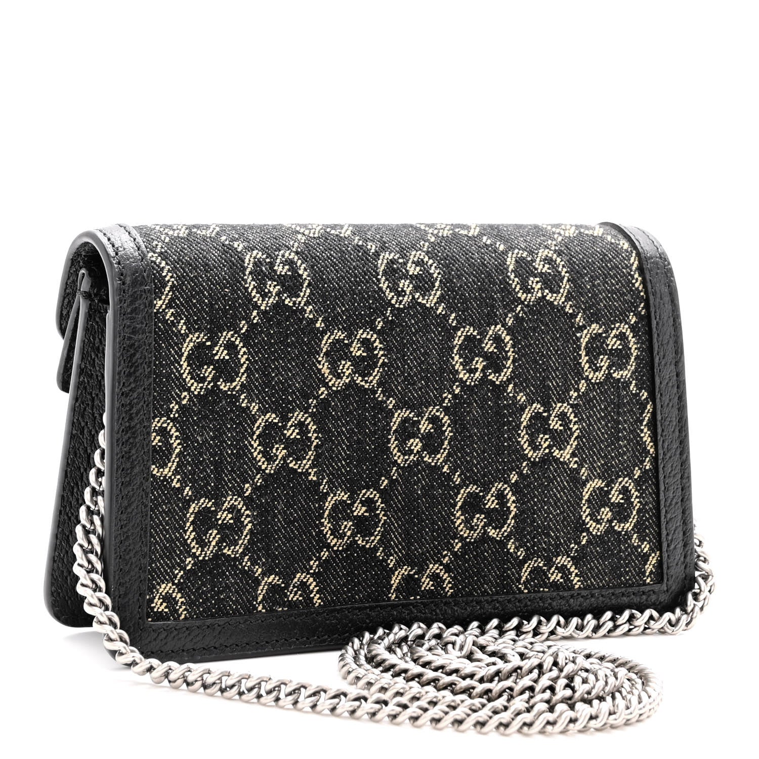 Gucci Jacquard Black Denim GG Monogram Super Mini Dionysus Shoulder Bag Black Ivory 3 of 9