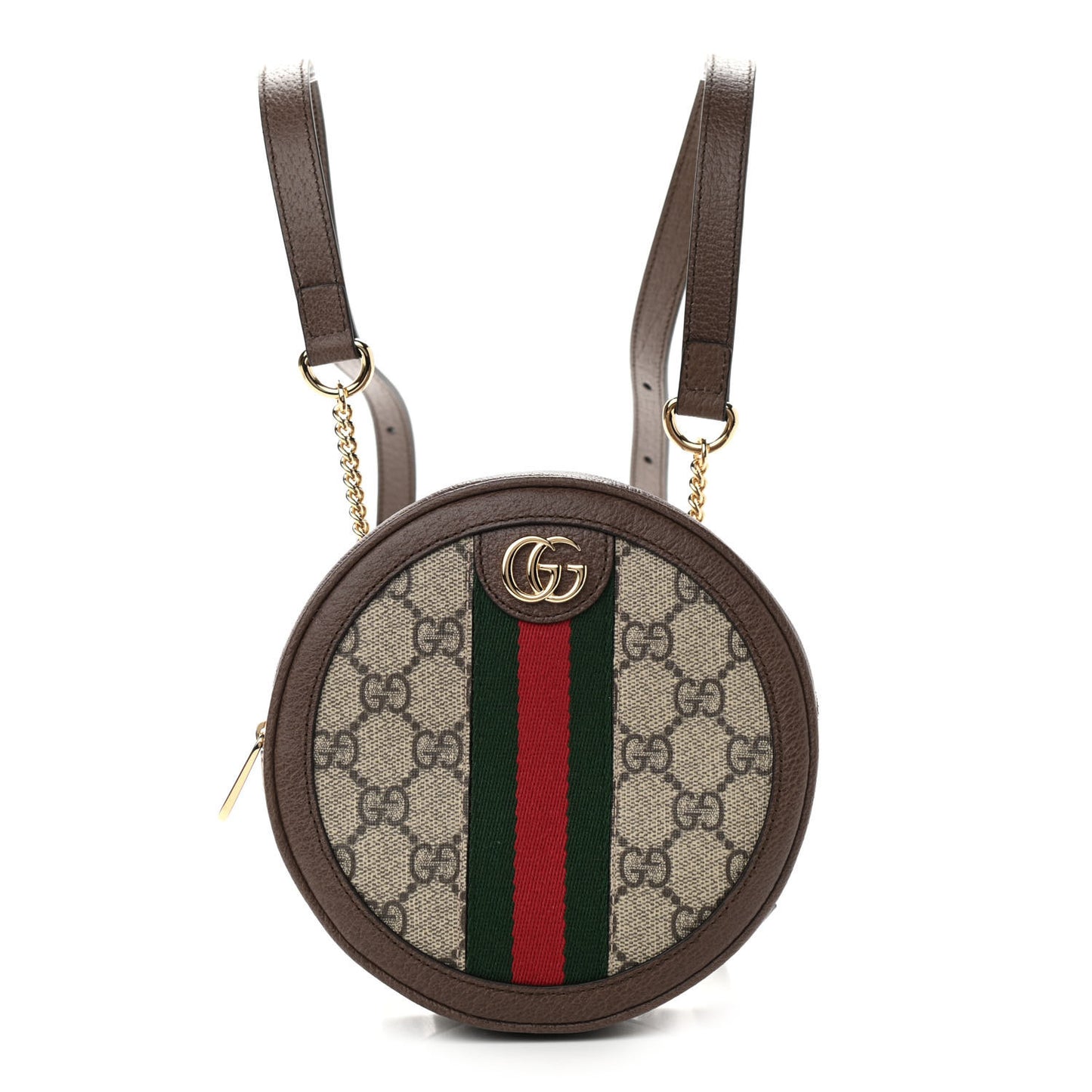 GG Supreme Monogram Web Mini Ophidia Round Backpack Brown