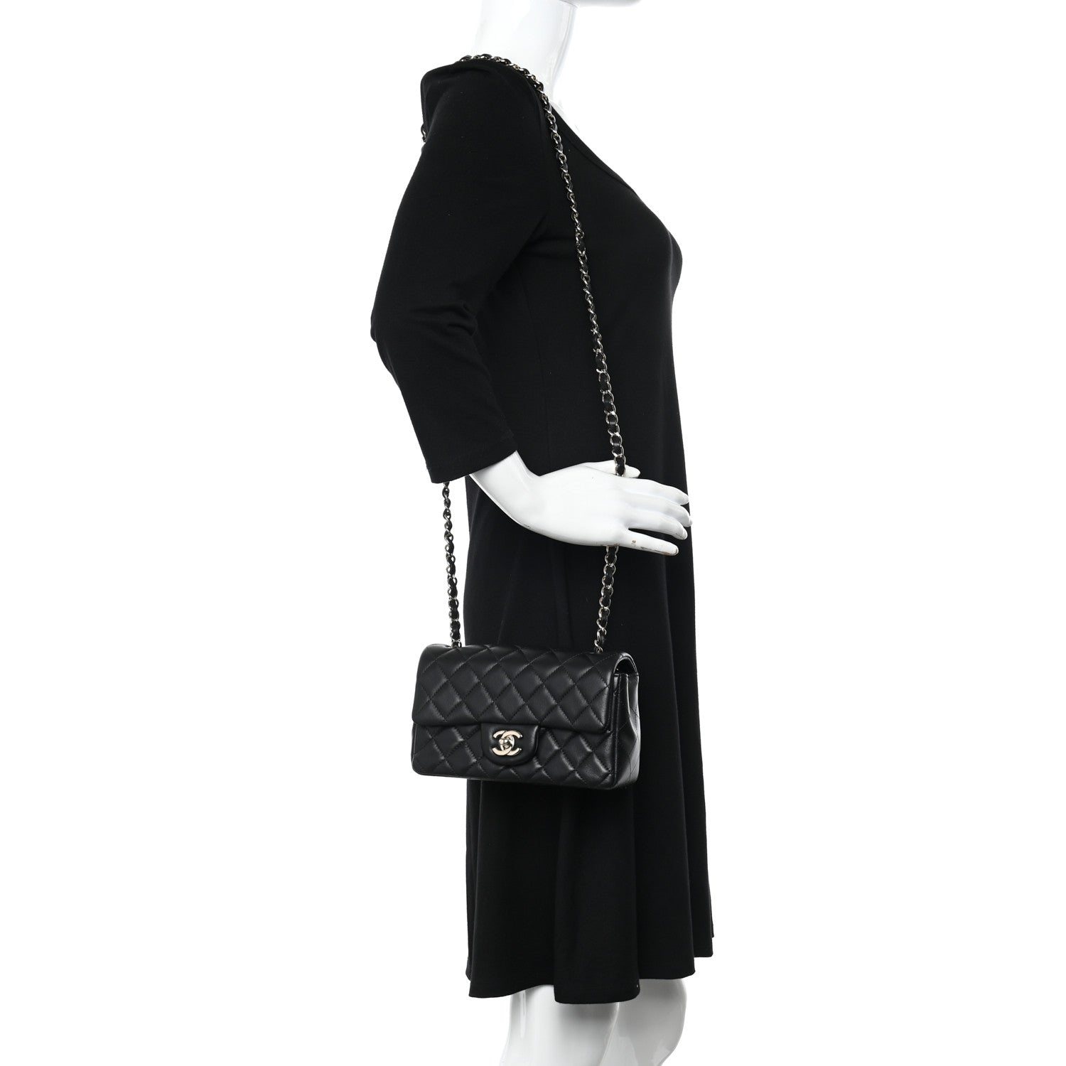 Chanel Lambskin Quilted Mini Rectangular Flap Black 2 of 11