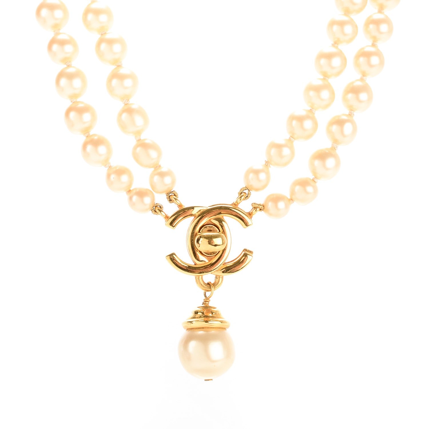 Chanel Pearl CC Turn Lock Short Necklace Gold 1 of 5