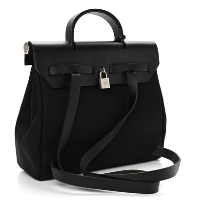 Hermes Toile Vache Calfskin Herbag 30 PM Backpack Black 4 of 10