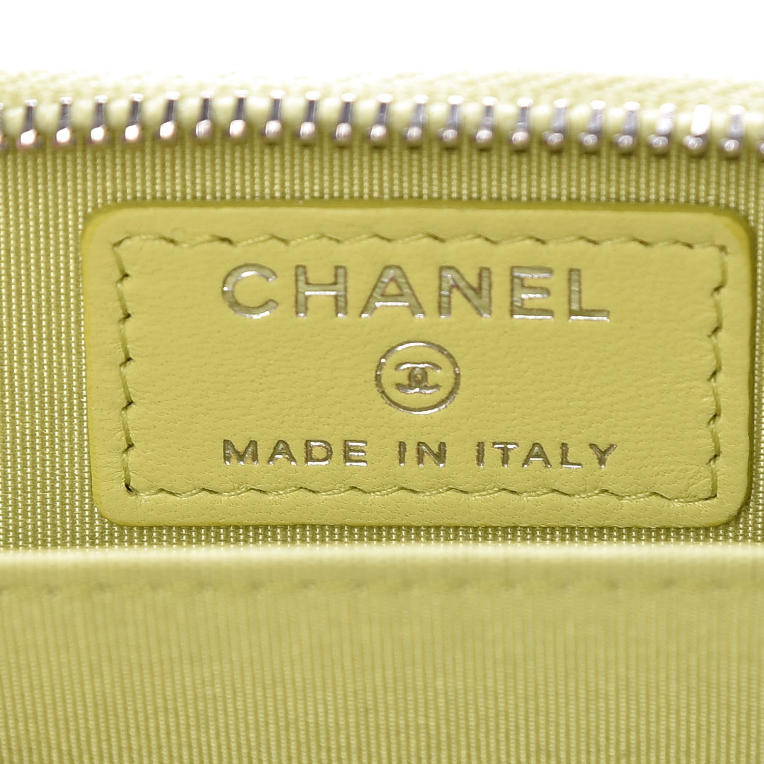 Chanel Lambskin Quilted Zip Card Holder Yellow 6 of 13