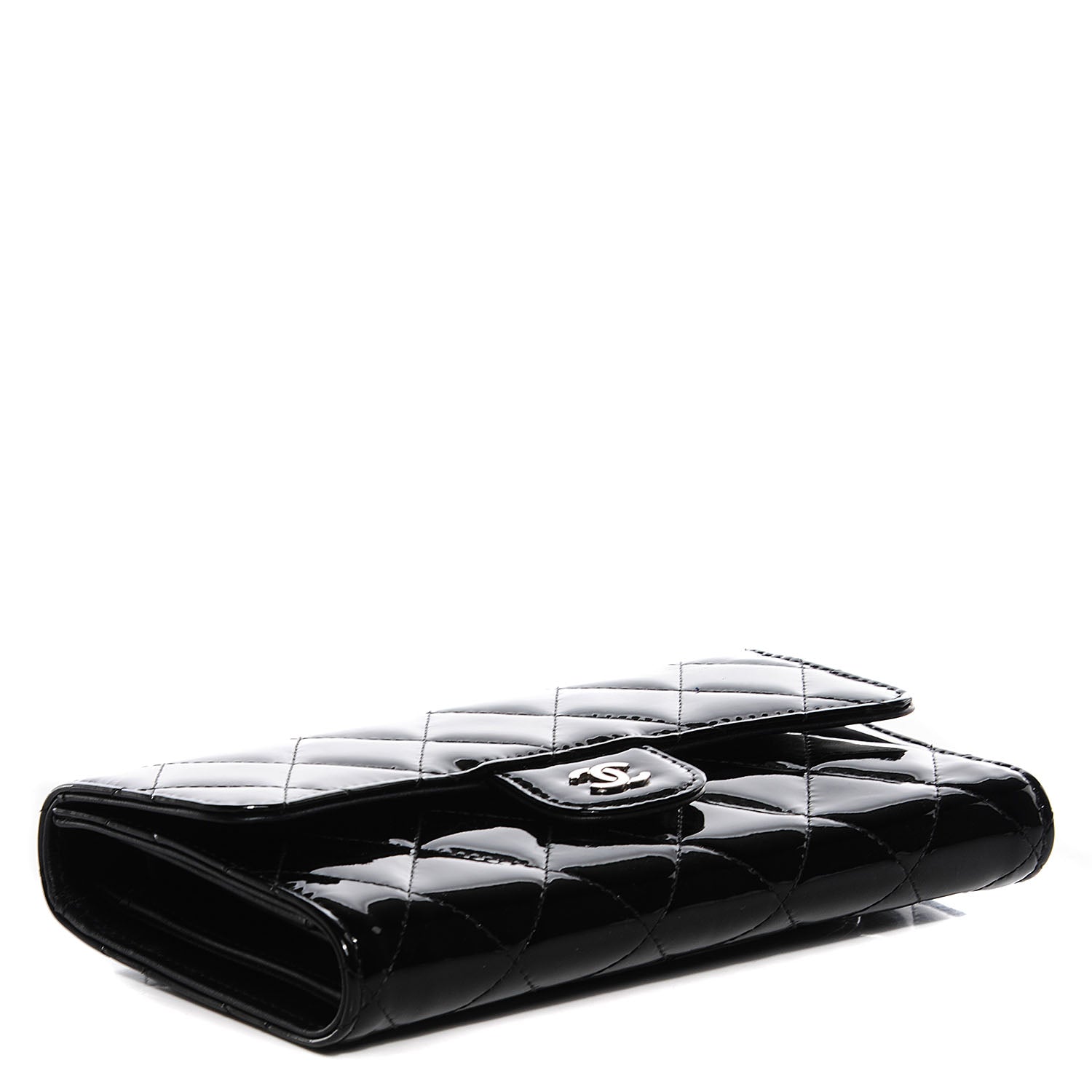 Chanel Patent Quilted Large Flap Wallet Black 4 of 8