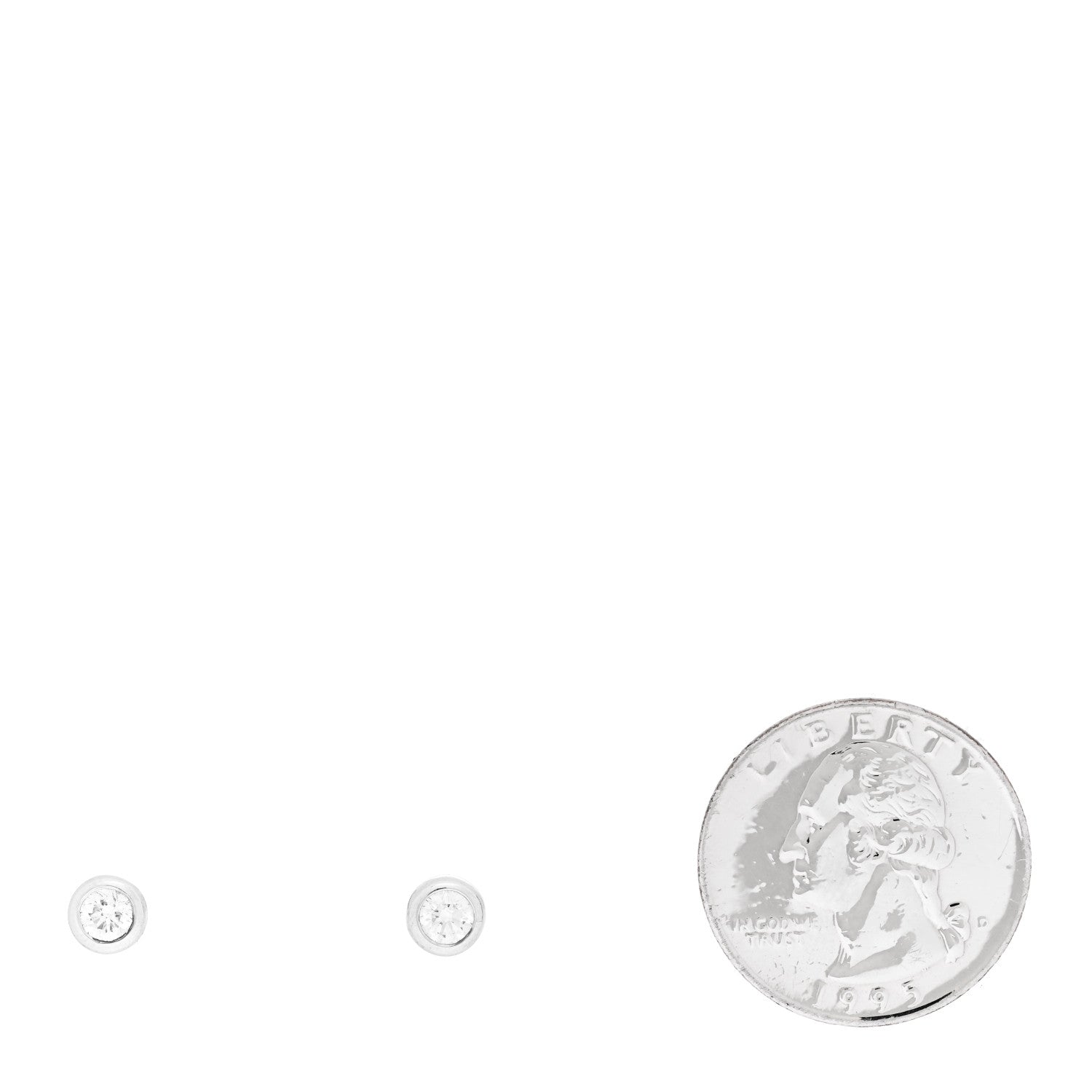 Roberto Coin 18K White Gold Diamond .50ctw Bezel Stud Earrings 2 of 5