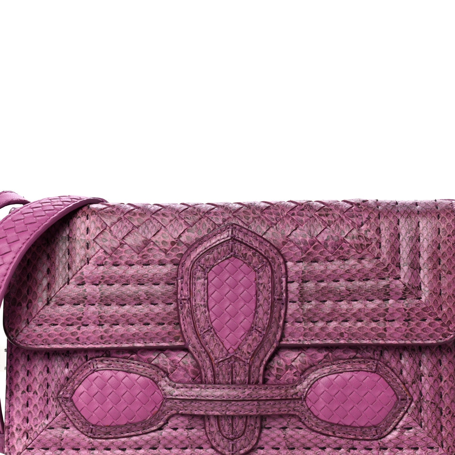 Bottega Veneta Python Nappa Intrecciato Rialto Shoulder Bag Purple 9 of 15
