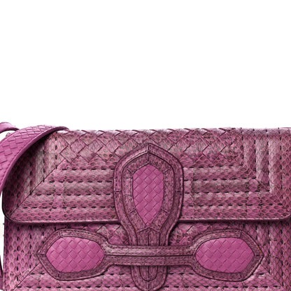Bottega Veneta Python Nappa Intrecciato Rialto Shoulder Bag Purple 9 of 15