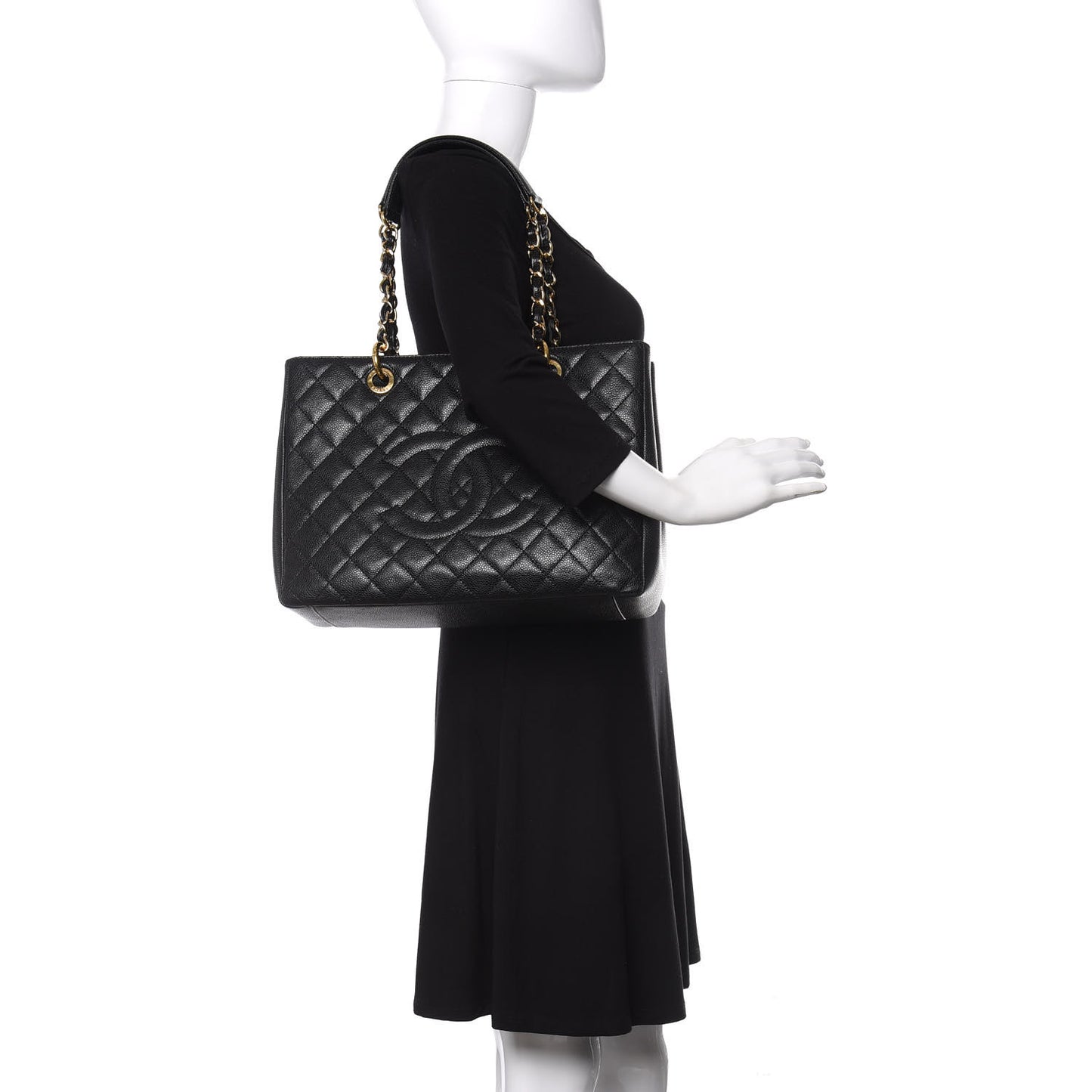 Caviar Quilted Grand Shopping Tote GST Black