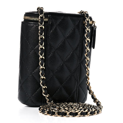 Chanel Caviar Quilted Small Vertical Coco Beauty Vanity Case With Chain Black 3 of 9