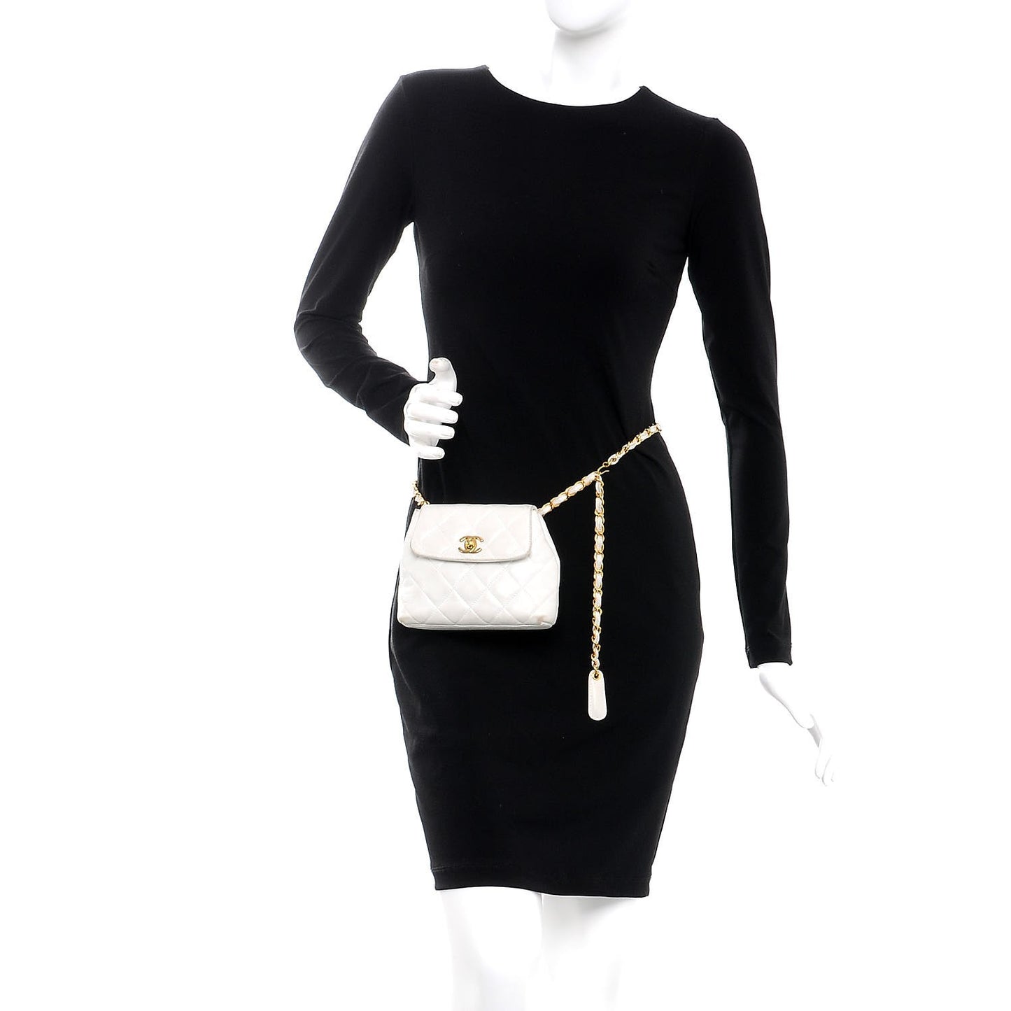 Lambskin Quilted Flap Waist Belt Bag White