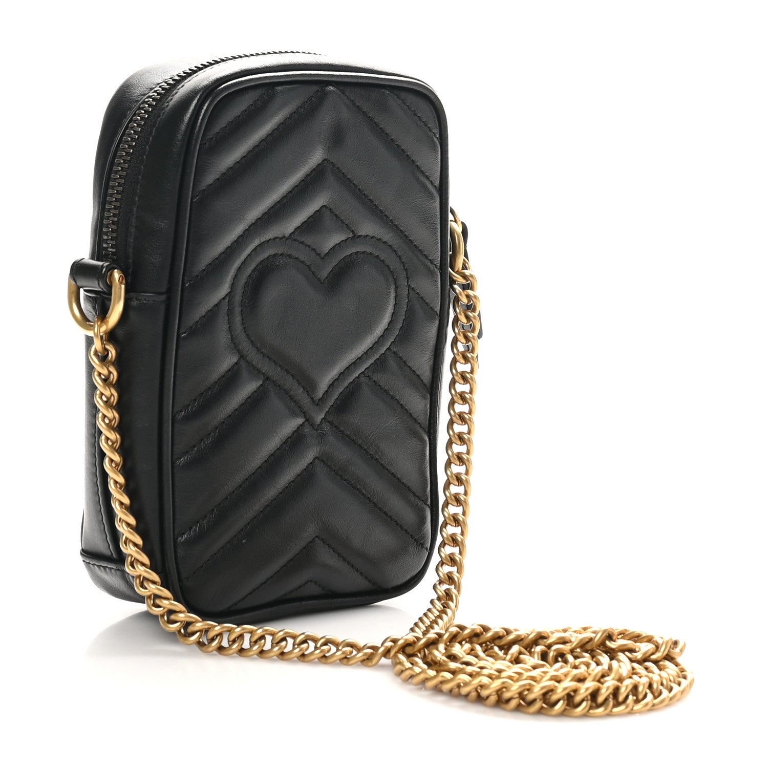Gucci Calfskin Matelasse Mini GG Marmont Crossbody Bag Black 3 of 11