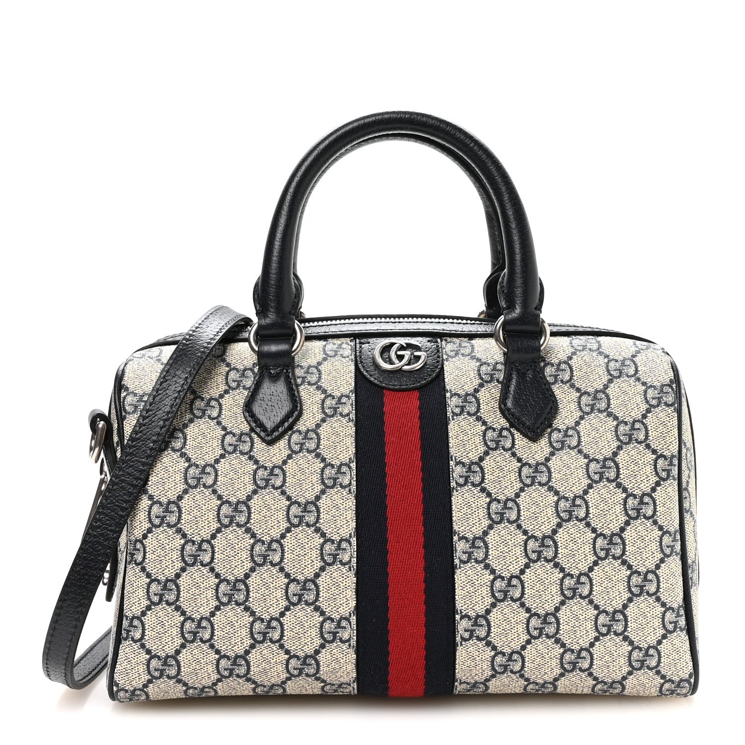 Gucci GG Supreme Monogram Web Small Ophidia Top Handle Bag Beige Blue 1 of 11