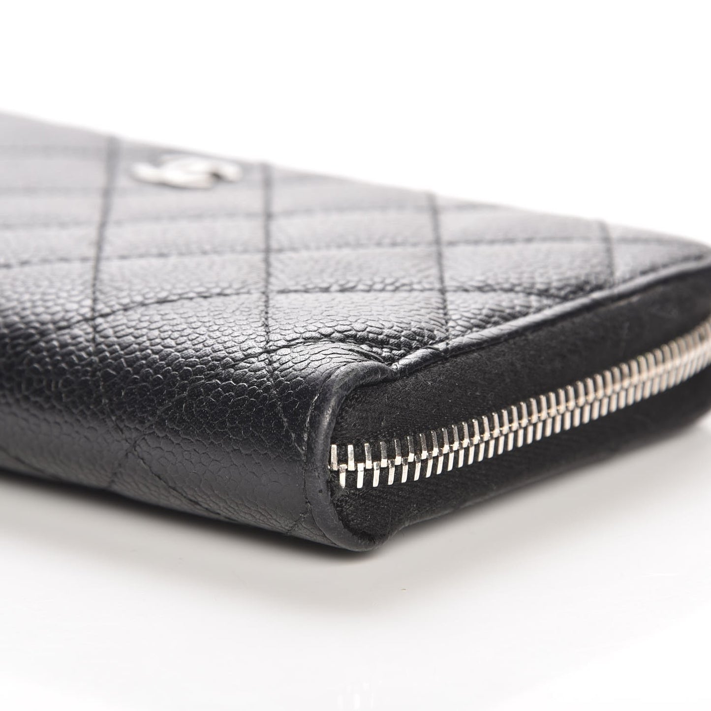 Caviar Quilted Large Gusset Zip Around Wallet Black
