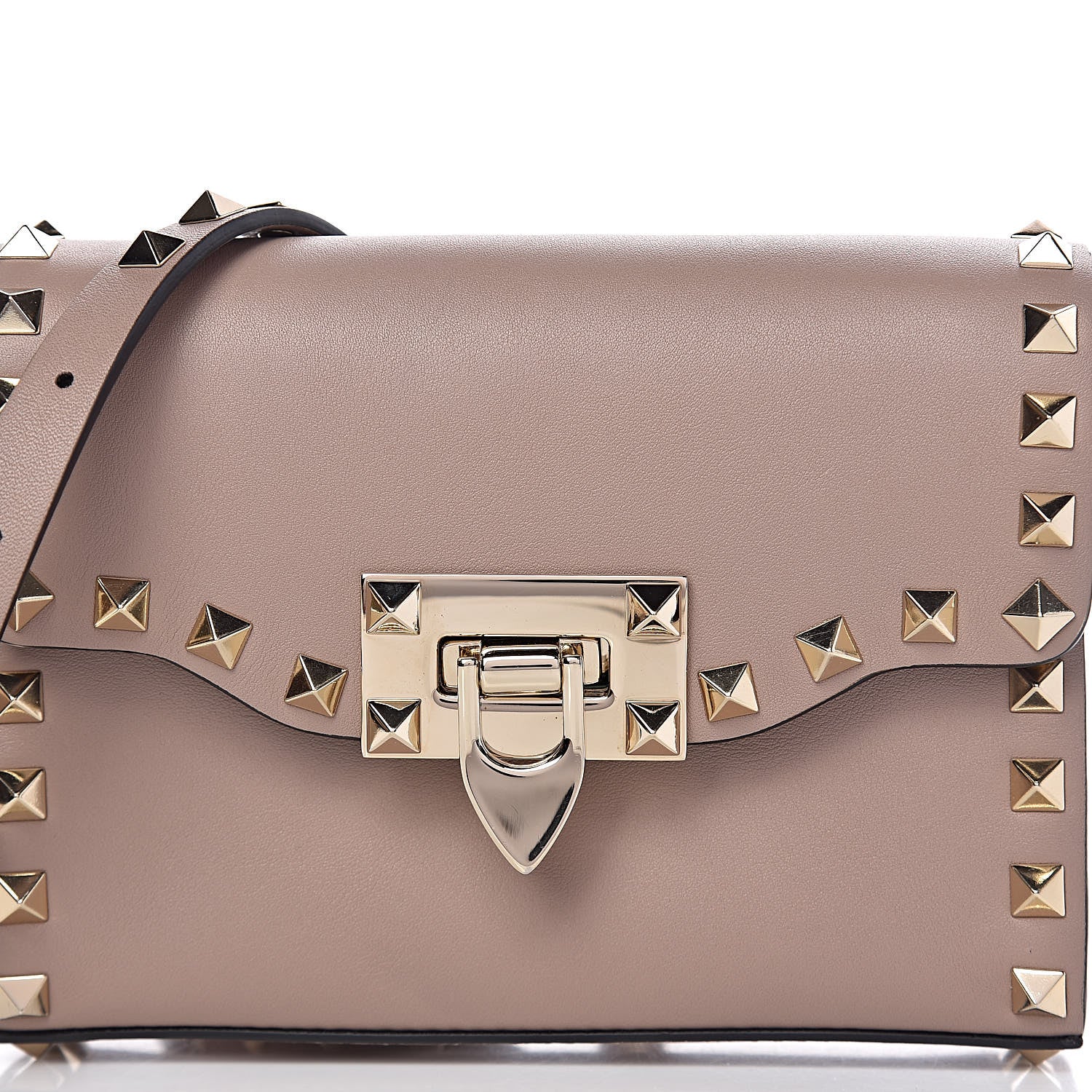 Valentino Garavani Vitello Mini Rockstud Flip Lock Crossbody Bag Poudre 7 of 11