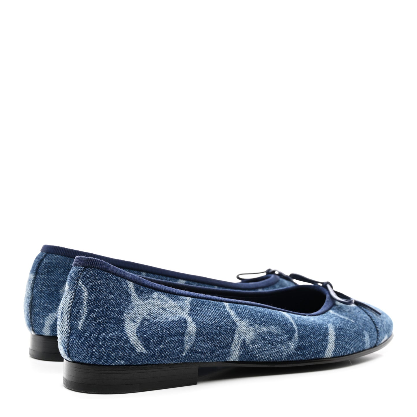 Denim Printed CC Cap Toe Ballerina Flats 36.5 Light Blue White