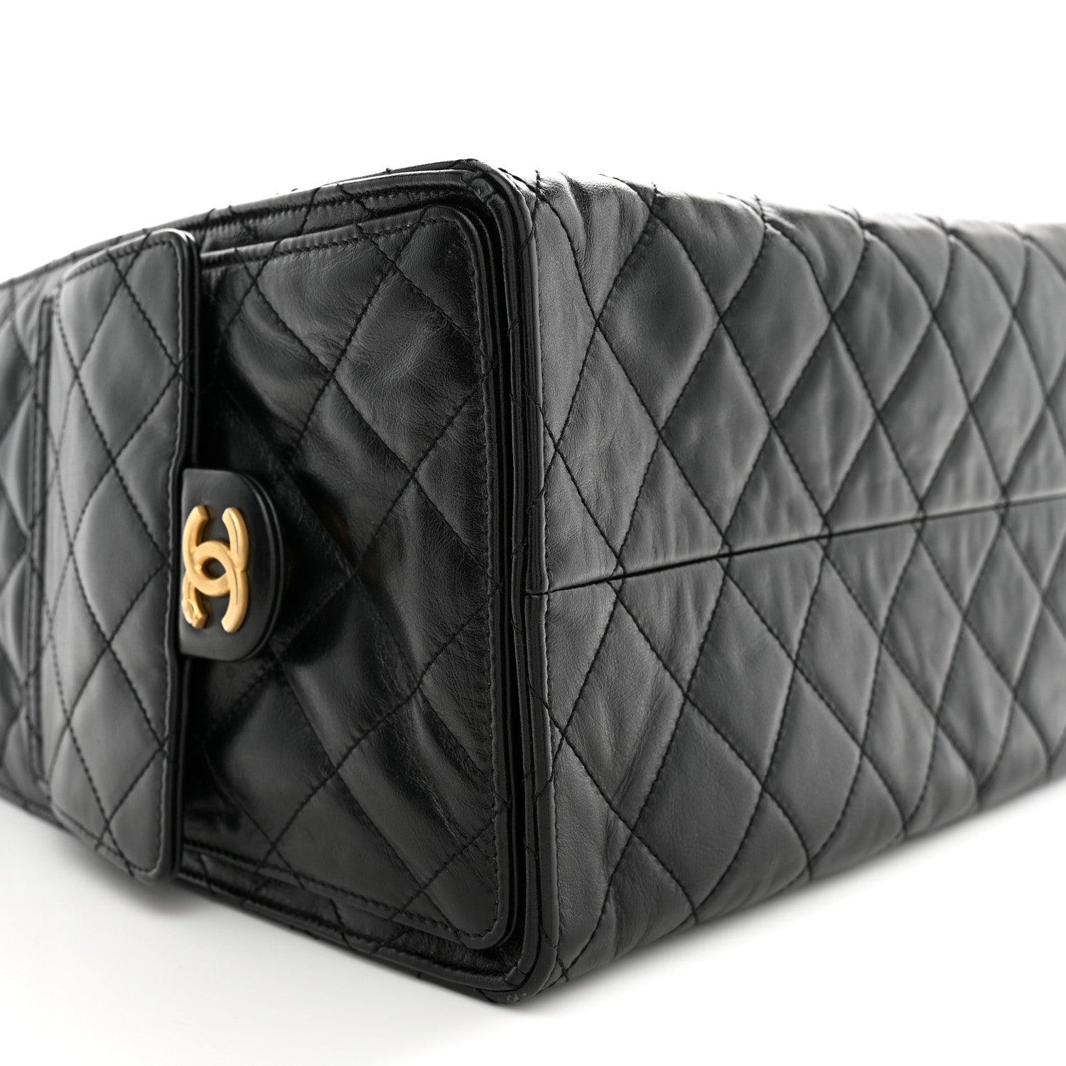 Chanel Shiny Crumpled Calfskin Quilted Medium Chanel 25 Handbag Black 9 of 11