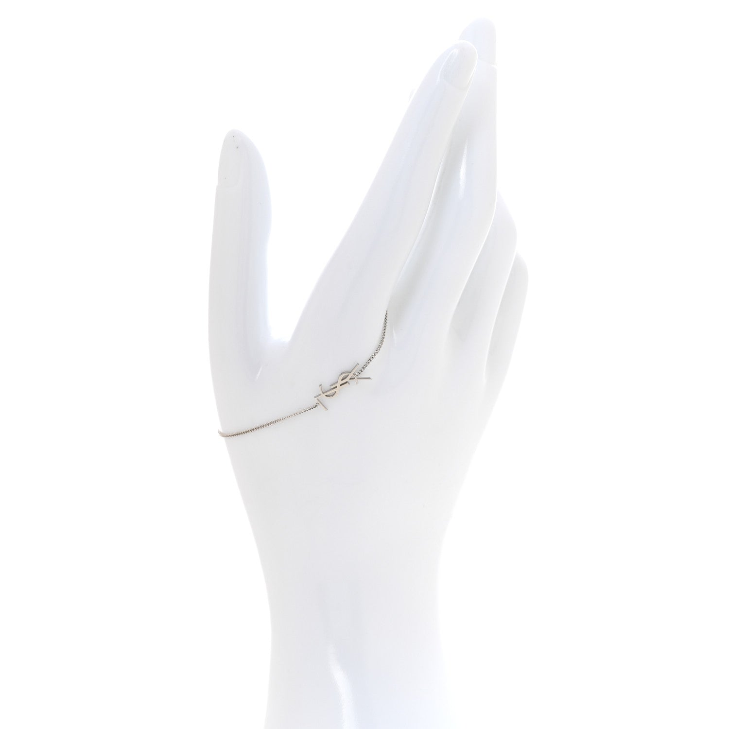 Saint Laurent Brass Monogram Charm Bracelet Silver 2 of 5
