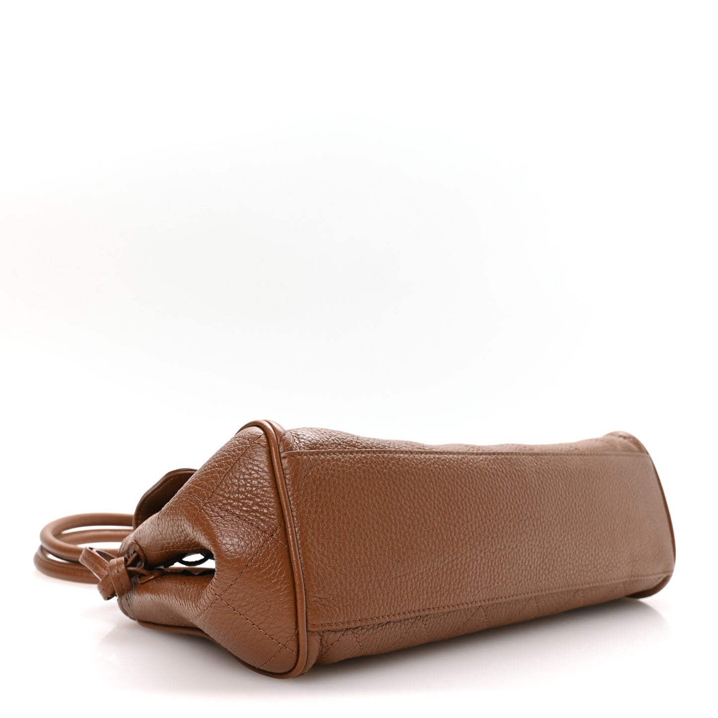 Grained Calfskin Stitched Urban Essentials Small Shopping Bag Camel
