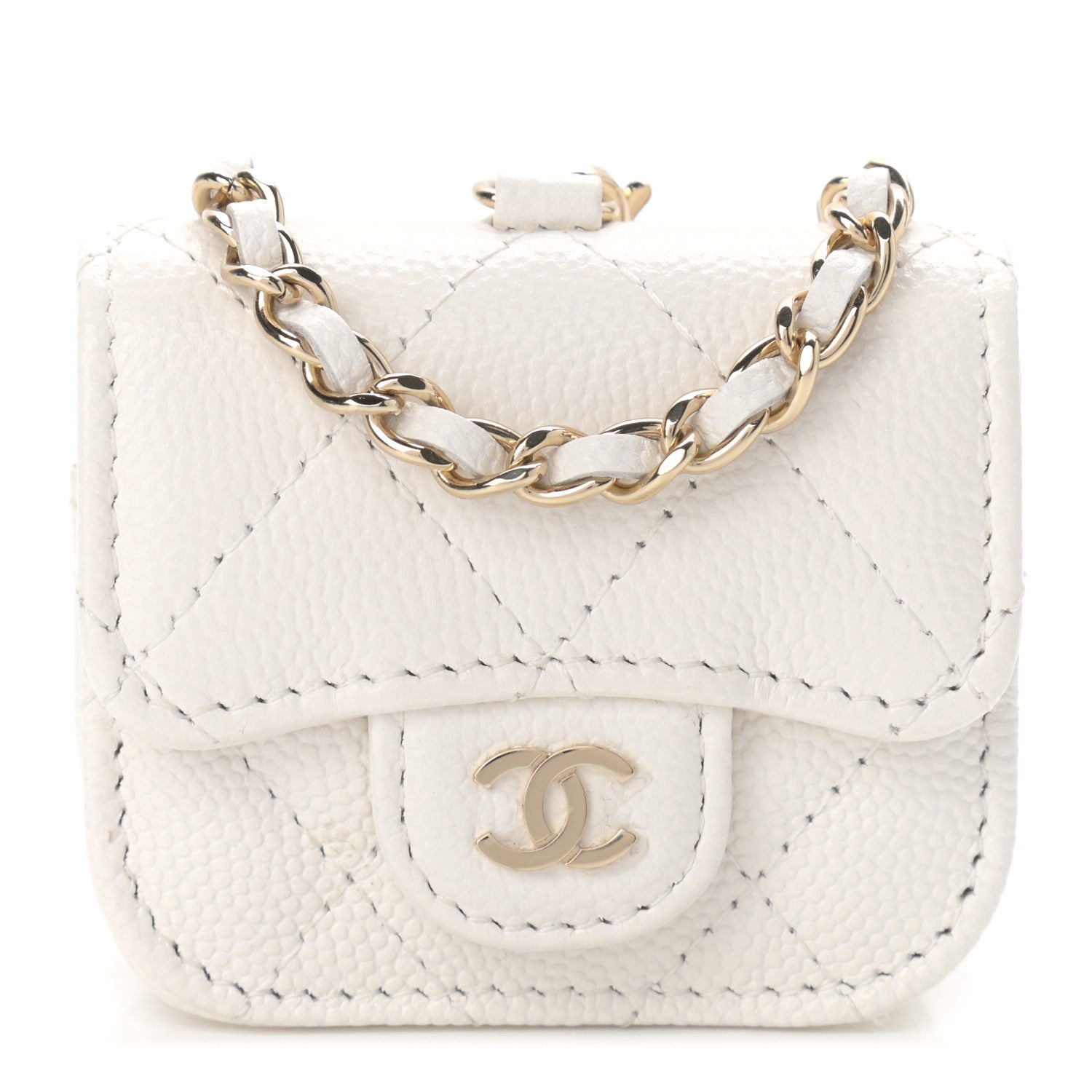 Chanel Caviar Quilted Airpods Pro Case White 1 of 8