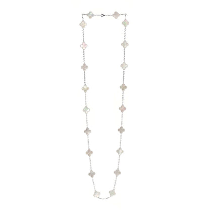 Van Cleef & Arpels 18K White Gold Mother of Pearl 20 Motifs Vintage Alhambra Necklace 3 of 7