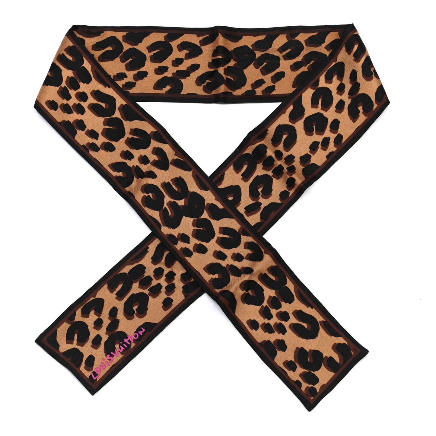 Silk Leopard Bandeau Scarf Marron