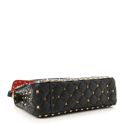 Valentino Garavani Nappa Medium Rockstud Spike Shoulder Bag Black Rouge Pur 3 of 8
