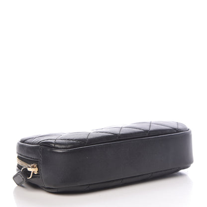 Chanel Lambskin Quilted Small Curvy Pouch Cosmetic Case Black 4 of 7