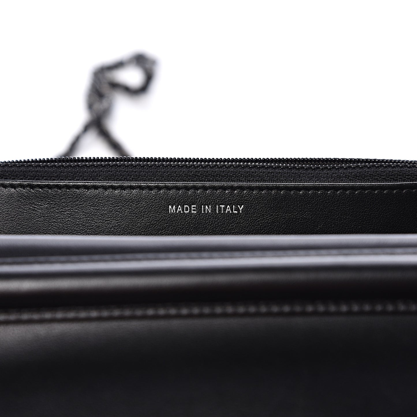 Aged Calfskin Chevron Quilted Gabrielle Wallet On Chain WOC Black