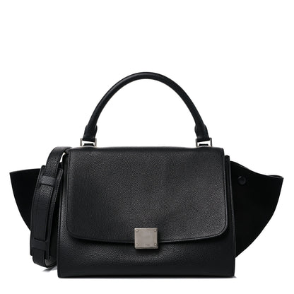 Celine Drummed Calfskin Suede Medium Trapeze Black 1 of 13
