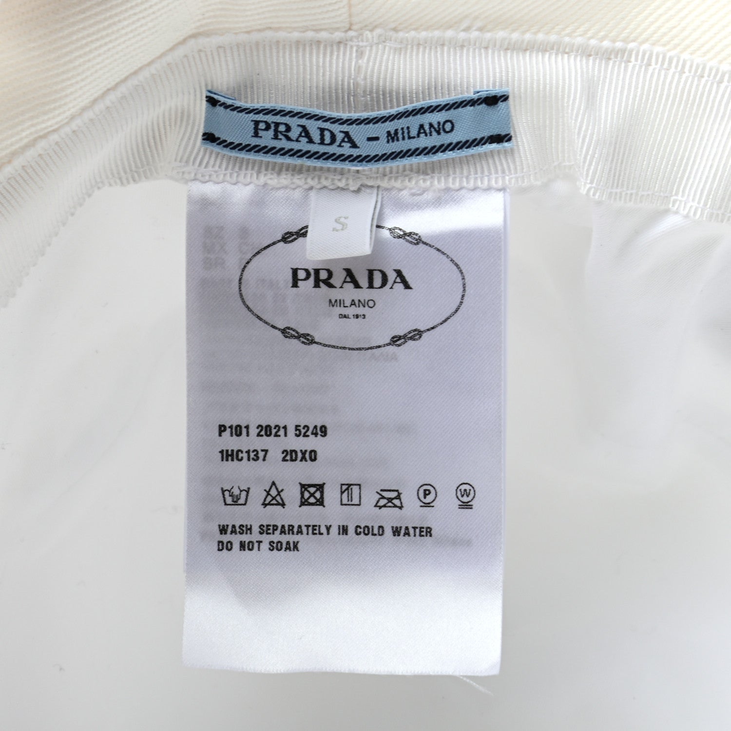 Prada Terry Cloth Logo Embroidered Womens Bucket Hat S White Black 8 of 8