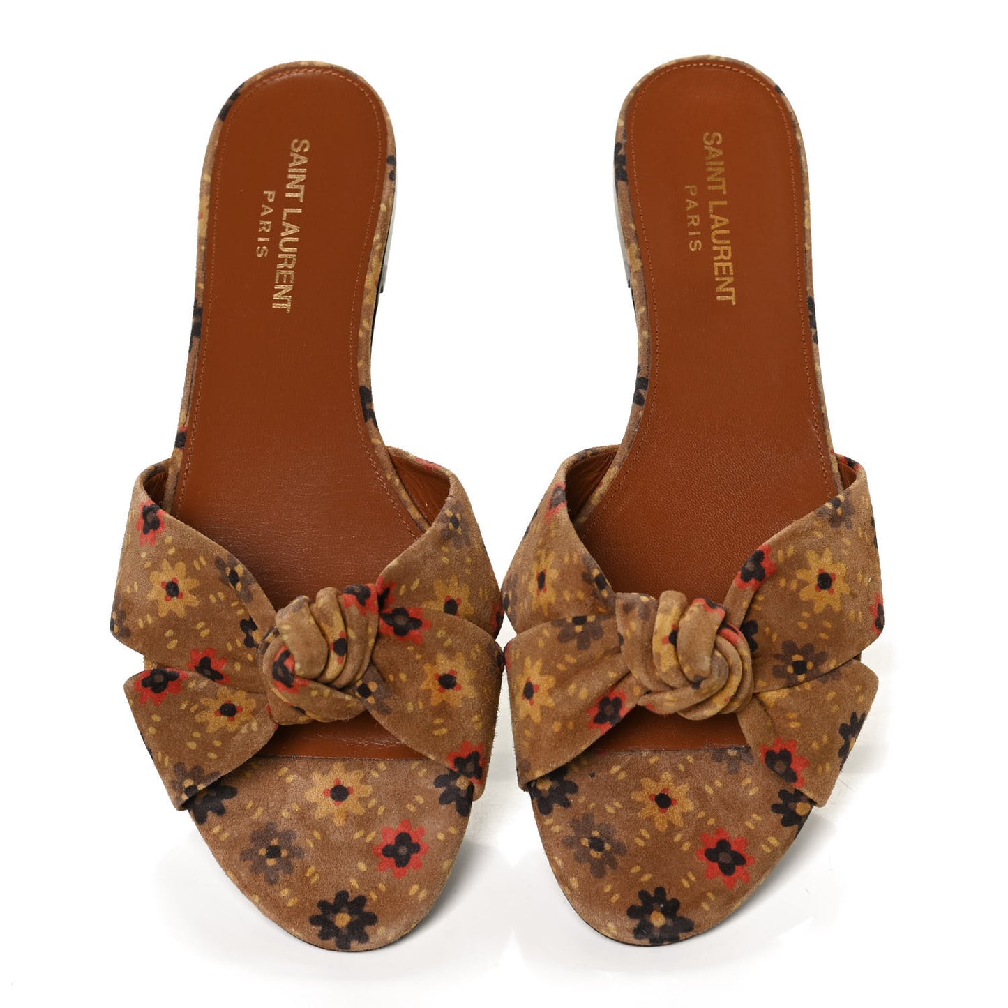 Bianca Floral Suede Slide Sandals 39 Beige Multicolor