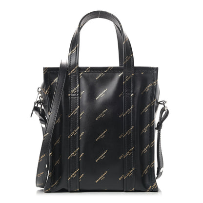 Balenciaga Calfskin Allover Logo XS Bazar Shopper Tote Black Gold 1 of 5