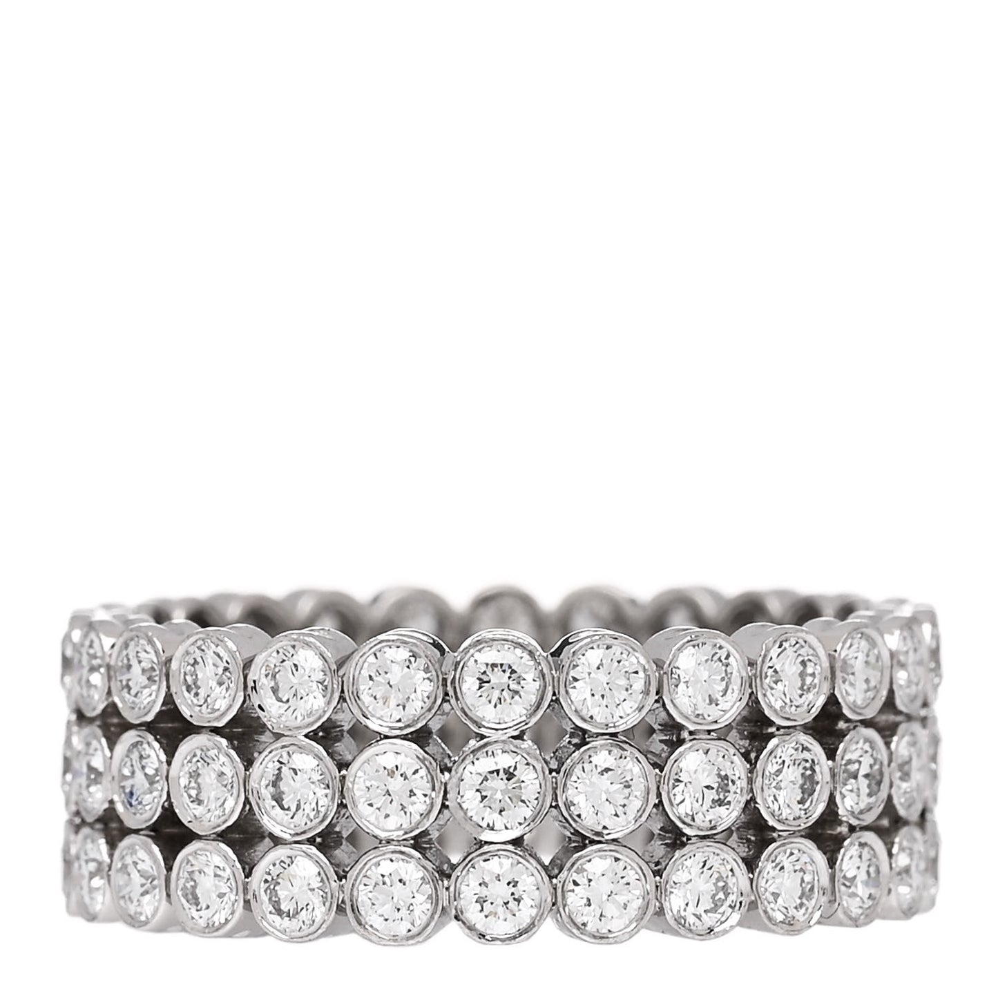 Platinum Diamond Jazz Three-Row Band Ring 51 5.75