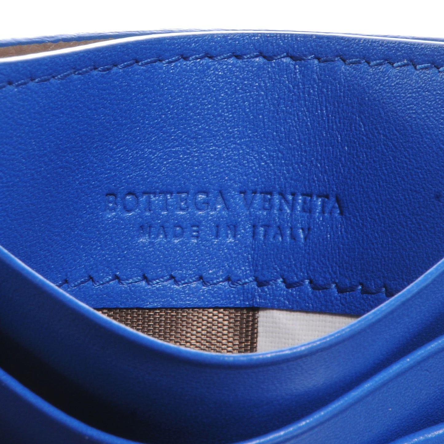 Nappa Intrecciato Woven Card Holder Signal Blue