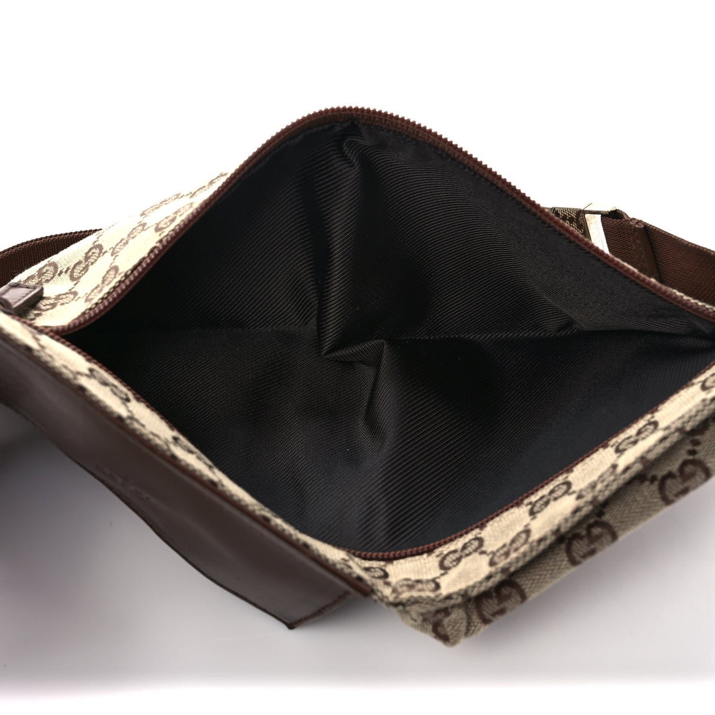 GG Monogram Double Pocket Belt Bag Dark Brown