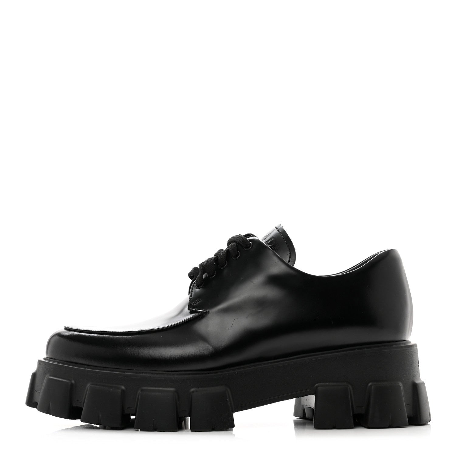 Prada Spazzolato Rois Monolith 55mm Derby Loafers 39 Black 1 of 9