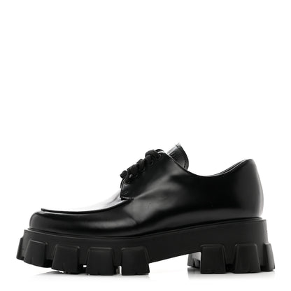 Prada Spazzolato Rois Monolith 55mm Derby Loafers 39 Black 1 of 9