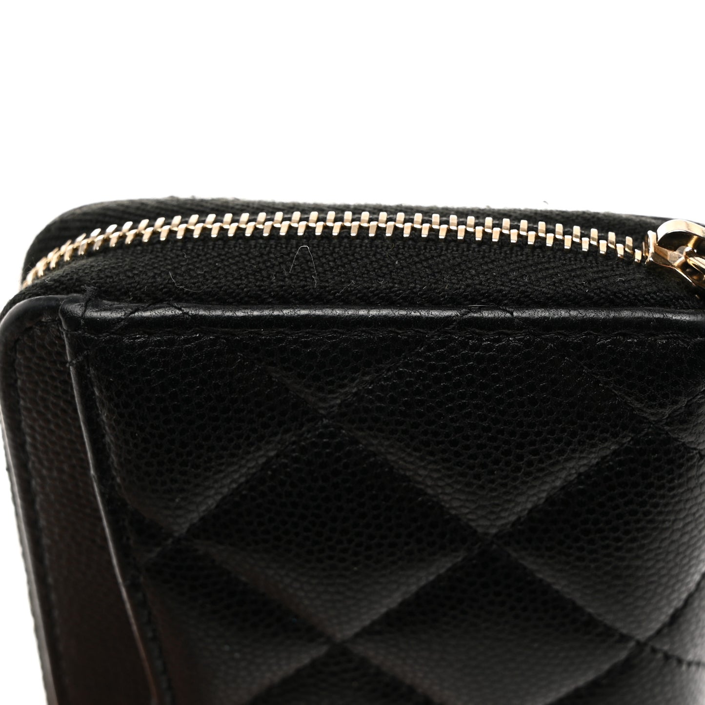 Caviar Quilted Medium Zip Around Wallet Black