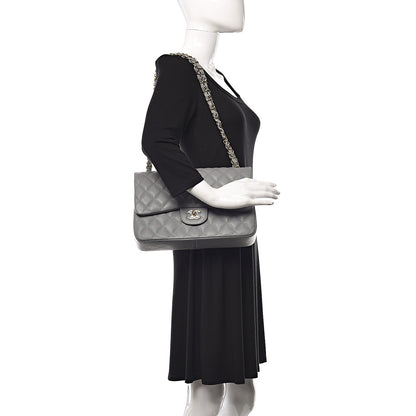 Chanel Caviar Quilted Jumbo Double Flap Grey 2 of 11