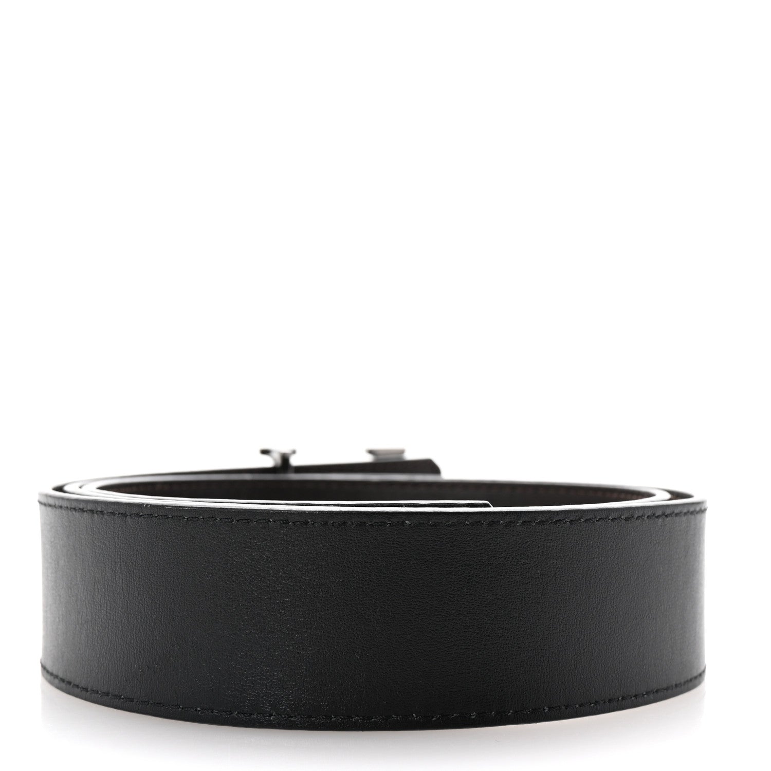 Louis Vuitton Calfskin 40mm LV Initiales Reversible Belt 90 36 Black Dark Brown 2 of 5