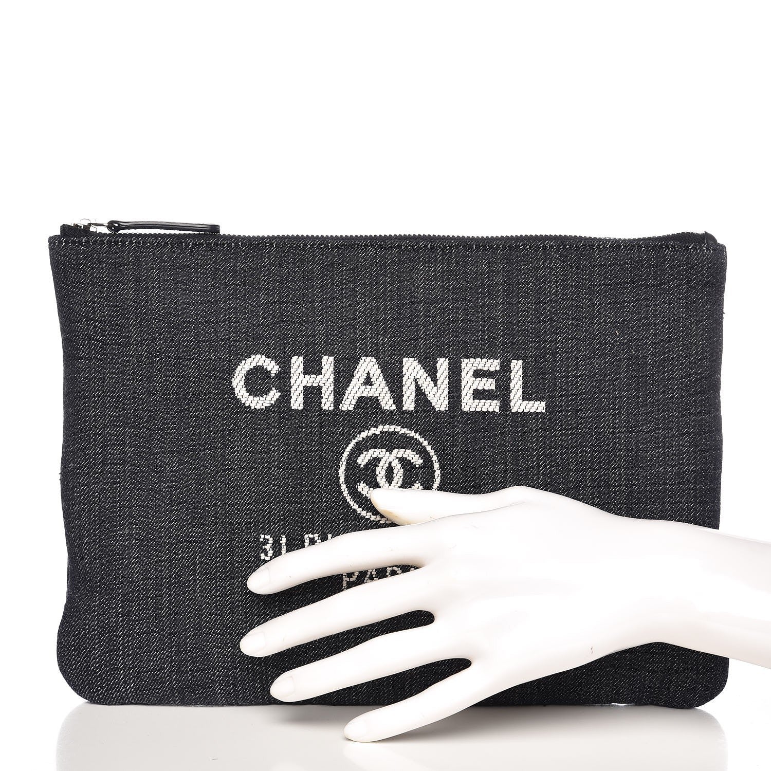 Chanel Denim Medium Deauville Pouch Dark Blue 2 of 7