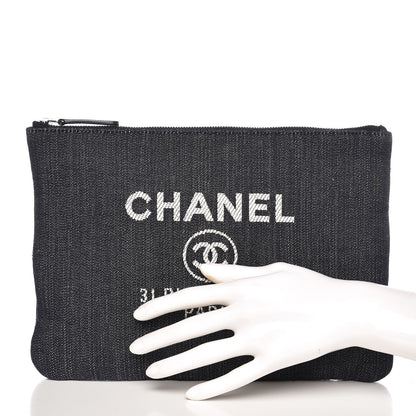 Chanel Denim Medium Deauville Pouch Dark Blue 2 of 7