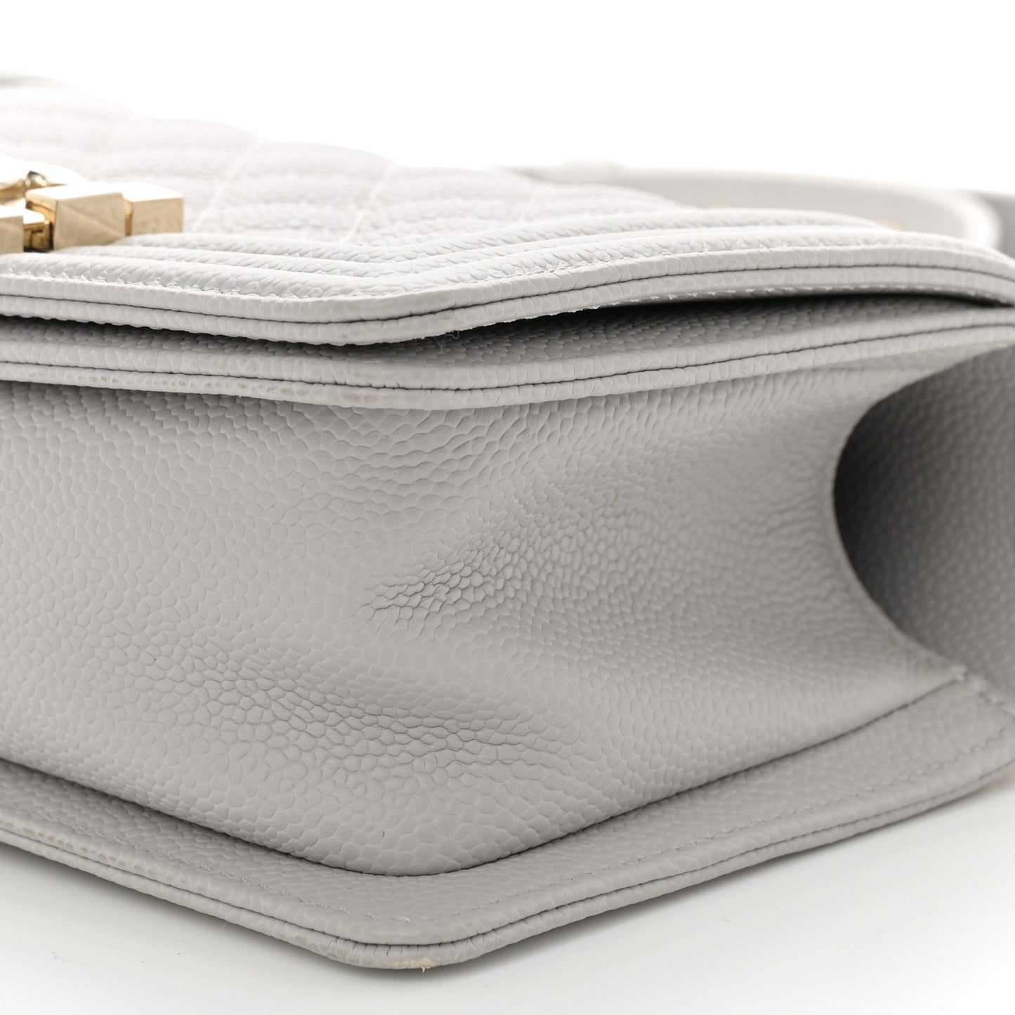 Caviar Quilted Small Boy Flap Light Grey