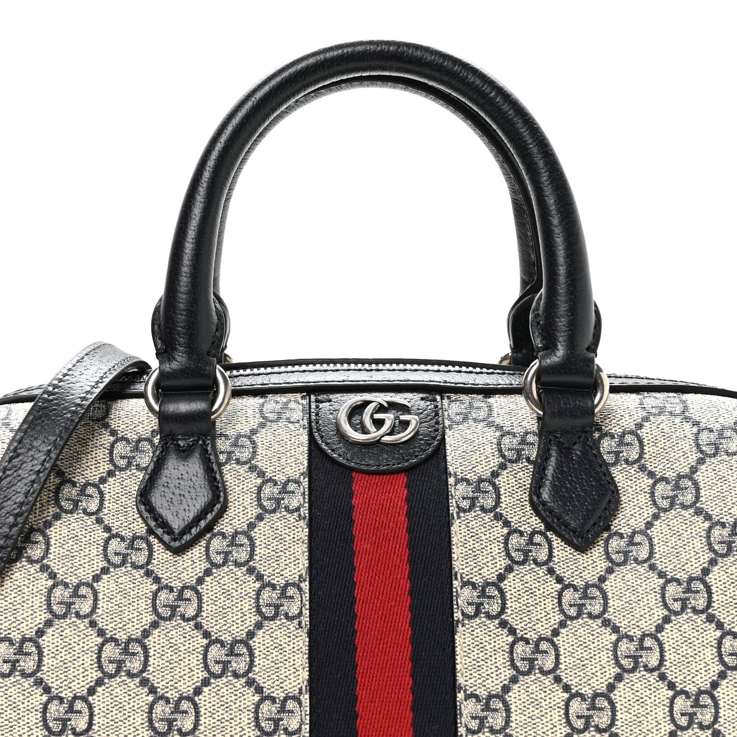 GG Supreme Monogram Web Small Ophidia Top Handle Bag Beige Blue